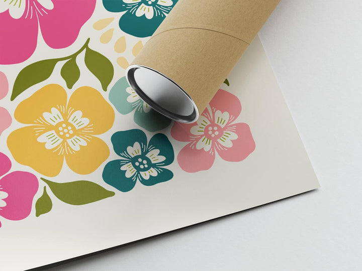 Set of 3 Abstract Flower Prints, Scandinavian Floral Wall Art, Pink Blue Yellow Floral Art, Modern Botanical Plant Prints, Living Room Decor