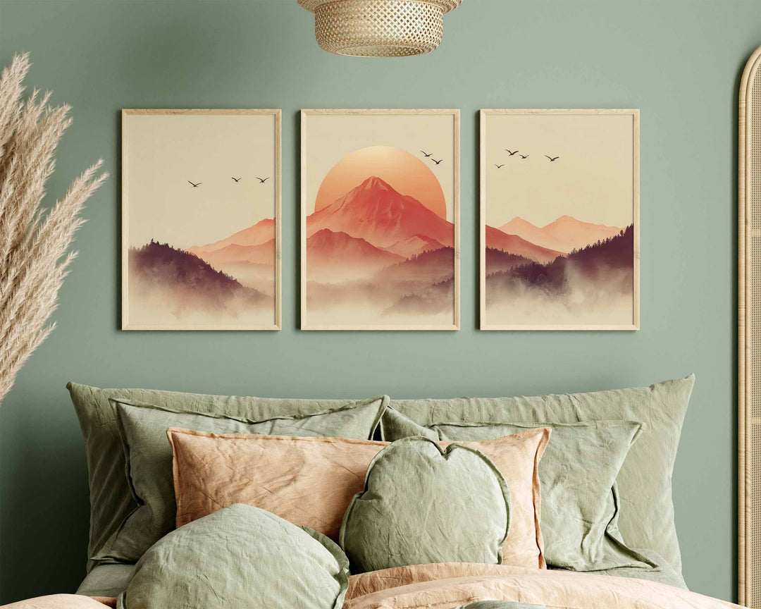 Japanese Mountains Set of 3 Wall Art Prints