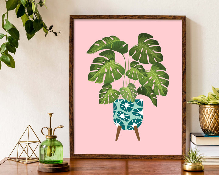 Monstera Plant Print, Monstera Leaf Wall Art, Modern Botanical Plant Art, Plant Lover Print Gift, Plant Lady Gifts, Boho Style Plant Poster
