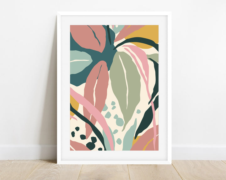 Boho Abstract Tropical Palm Leaf Wall Art, Jungle Leaf Print Illustration, Botanical Jungle Leaves Art Print, Colourful Rainforest Poster