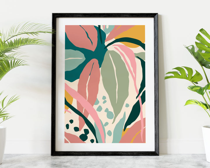 Boho Abstract Tropical Palm Leaf Wall Art, Jungle Leaf Print Illustration, Botanical Jungle Leaves Art Print, Colourful Rainforest Poster