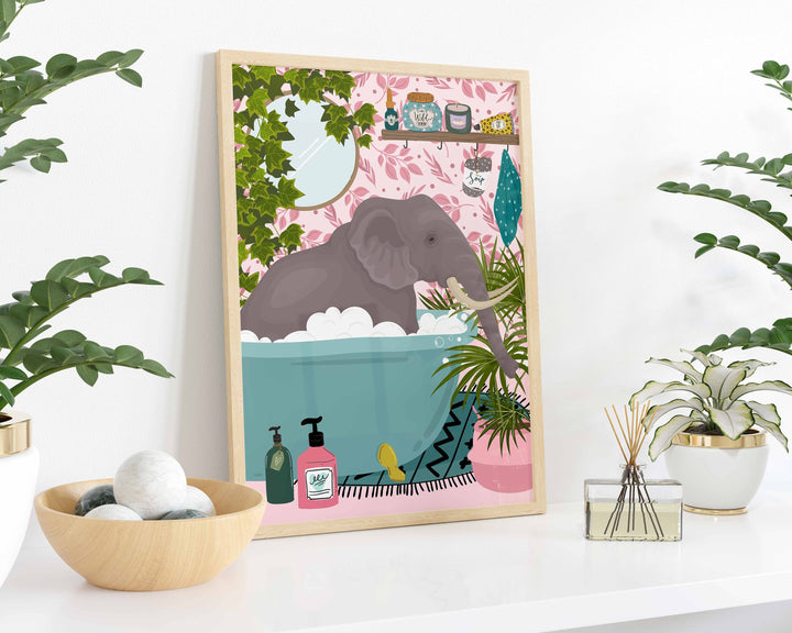Elephant Bathroom Wall Art, Funny Animal Bathroom Prints, Toilet Art Decor, Kids Bathroom Decor, Maximalist Wall Art, Fun Bathroom Poster
