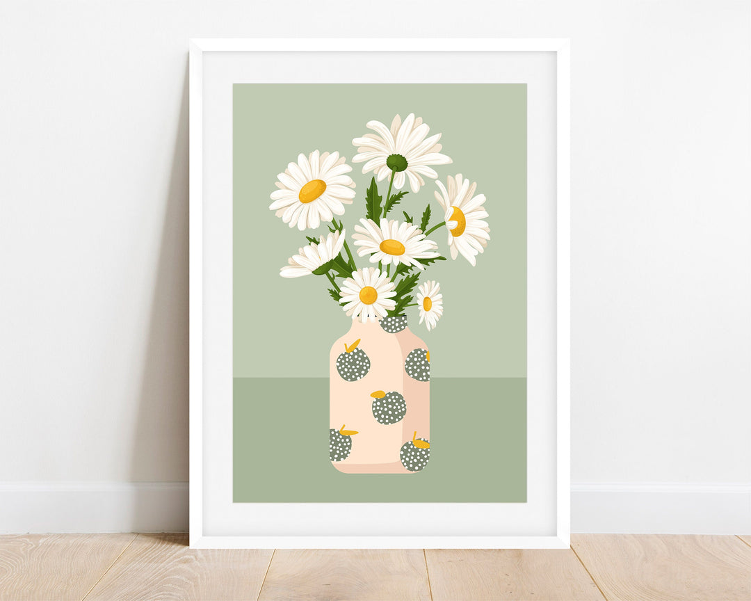 Daisy Print Flower Wall Art, Abstract Daisies Botanical Print, Boho Wild Flowers in Vase Print, Colourful Bunch of Flowers Daisy Art Poster