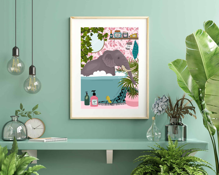 Elephant Bathroom Wall Art, Funny Animal Bathroom Prints, Toilet Art Decor, Kids Bathroom Decor, Maximalist Wall Art, Fun Bathroom Poster