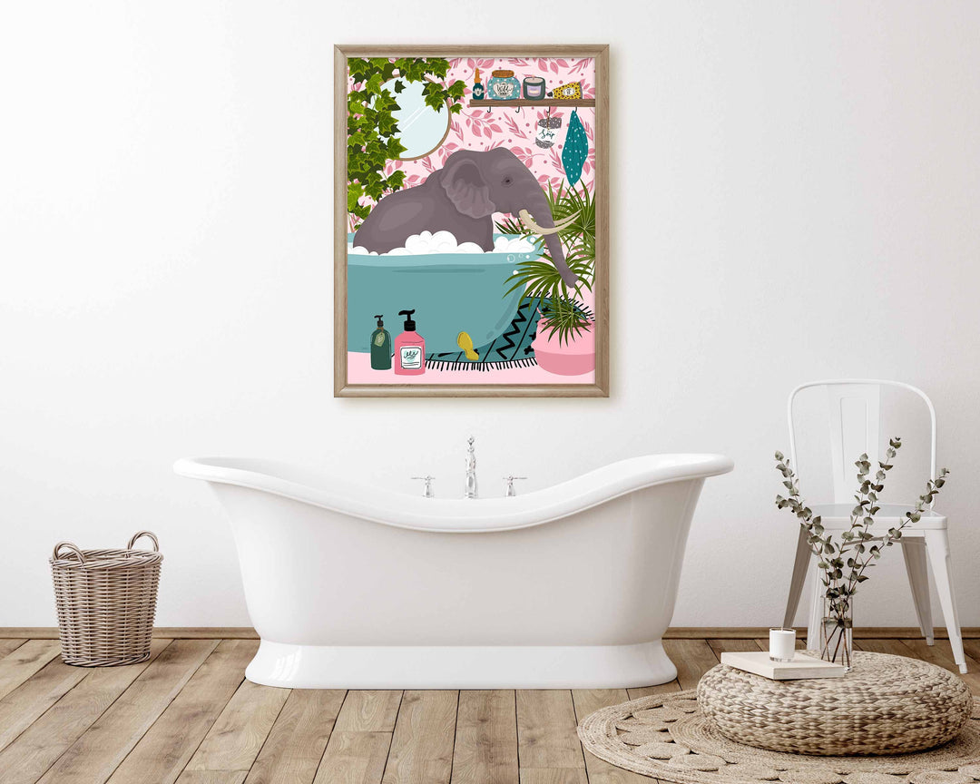 Elephant Bathroom Wall Art, Funny Animal Bathroom Prints, Toilet Art Decor, Kids Bathroom Decor, Maximalist Wall Art, Fun Bathroom Poster