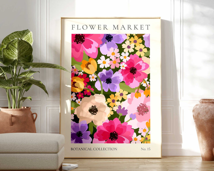 Bold Flower Market Print, Wild Flower Wall Art, Flower Market Poster, Living Room Print, Bedroom Wall Décor, Modern Abstract Floral Prints