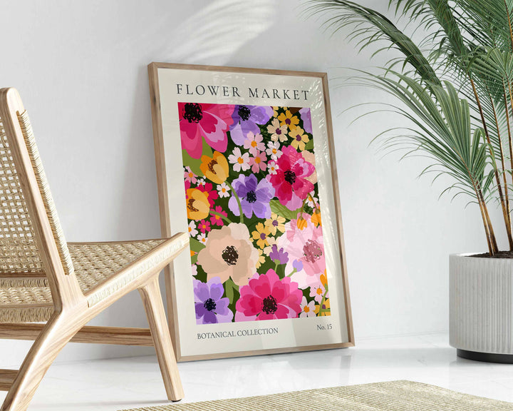 Bold Flower Market Print, Wild Flower Wall Art, Flower Market Poster, Living Room Print, Bedroom Wall Décor, Modern Abstract Floral Prints