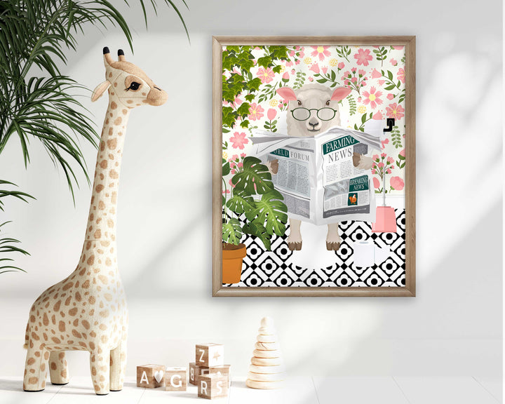 Sheep Bathroom Wall Art, Funny Animal Bathroom Prints, Toilet Art Decor, Kids Bathroom Decor, Maximalist Wall Art, Tropical Bathroom Poster