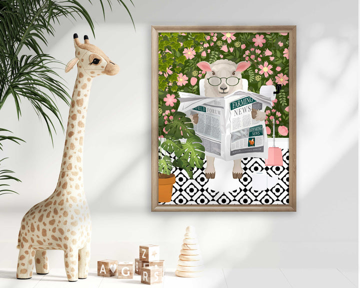 Sheep Bathroom Wall Art, Funny Animal Bathroom Prints, Toilet Art Decor, Kids Bathroom Decor, Maximalist Wall Art, Tropical Bathroom Poster
