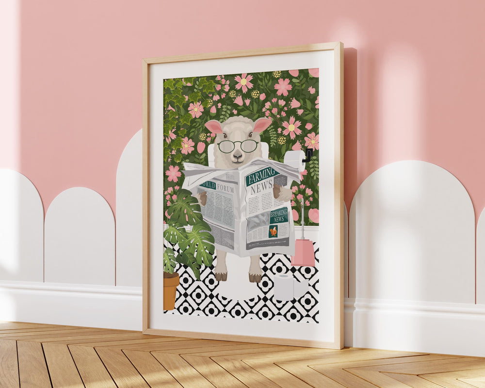 Sheep Bathroom Wall Art, Funny Animal Bathroom Prints, Toilet Art Decor, Kids Bathroom Decor, Maximalist Wall Art, Tropical Bathroom Poster