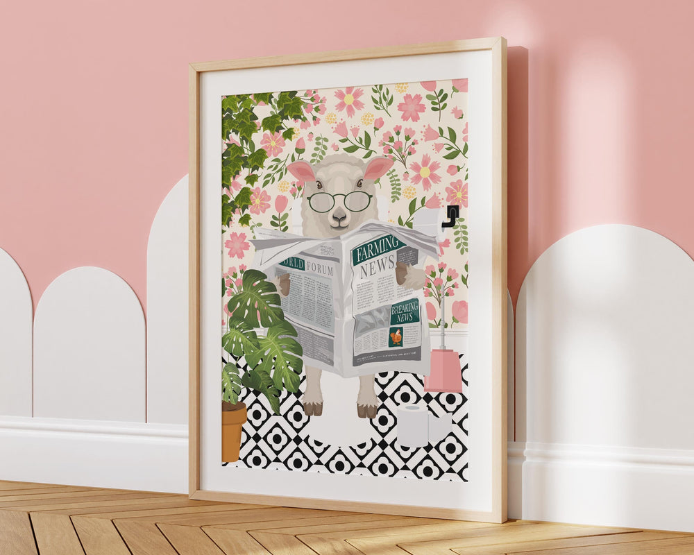 Sheep Bathroom Wall Art, Funny Animal Bathroom Prints, Toilet Art Decor, Kids Bathroom Decor, Maximalist Wall Art, Tropical Bathroom Poster