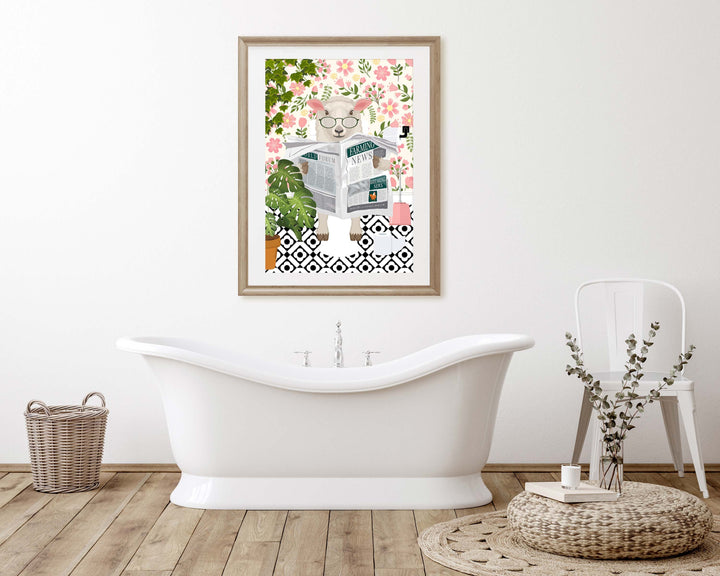 Sheep Bathroom Wall Art, Funny Animal Bathroom Prints, Toilet Art Decor, Kids Bathroom Decor, Maximalist Wall Art, Tropical Bathroom Poster