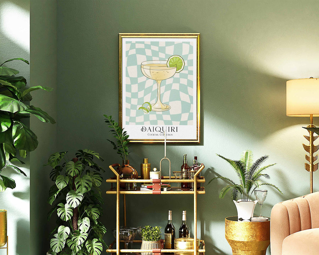 Daiquiri Cocktail Print, Colourful Bar Cart Gallery Wall Art, Retro Cocktail Poster, Kitchen Bar Drinks Wall Decor, Unique Gift For Her