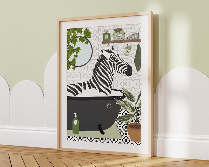 Zebra Black And White Bathroom Wall Art, Funny Animal Bathroom Prints, Toilet Art, Kids Bathroom Decor, Maximalist Wall Art, Bathroom Poster