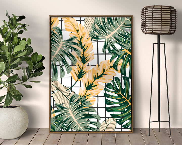 Abstract Tropical Leaves Wall Art, Pink Rainforest Botanical Print, Monstera Leaf House Plant Bathroom Decor, Above Bed Gallery Wall Art