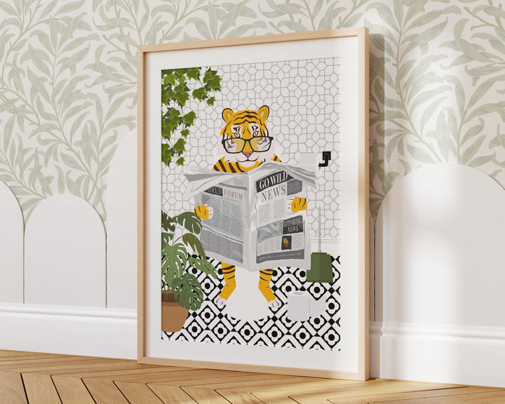 Tiger Black And White Bathroom Wall Art, Funny Animal Bathroom Prints, Toilet Art, Kids Bathroom Decor, Maximalist Wall Art, Bathroom Poster
