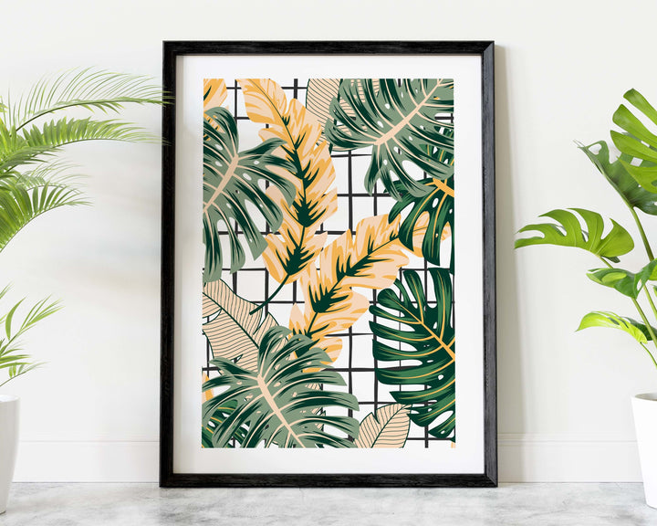 Abstract Tropical Leaves Wall Art, Pink Rainforest Botanical Print, Monstera Leaf House Plant Bathroom Decor, Above Bed Gallery Wall Art