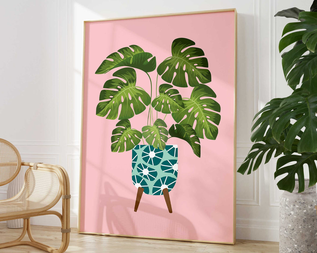 Monstera Plant Print, Monstera Leaf Wall Art, Modern Botanical Plant Art, Plant Lover Print Gift, Plant Lady Gifts, Boho Style Plant Poster