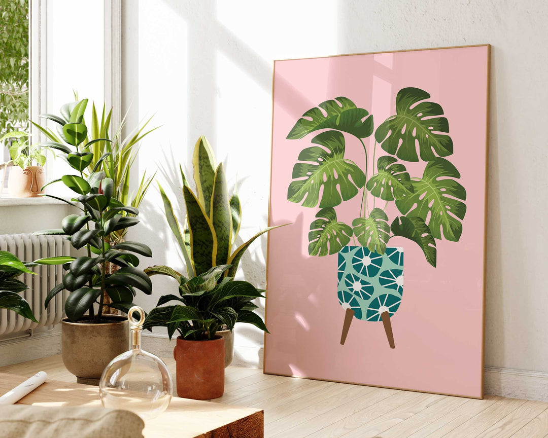 Monstera Plant Print, Monstera Leaf Wall Art, Modern Botanical Plant Art, Plant Lover Print Gift, Plant Lady Gifts, Boho Style Plant Poster