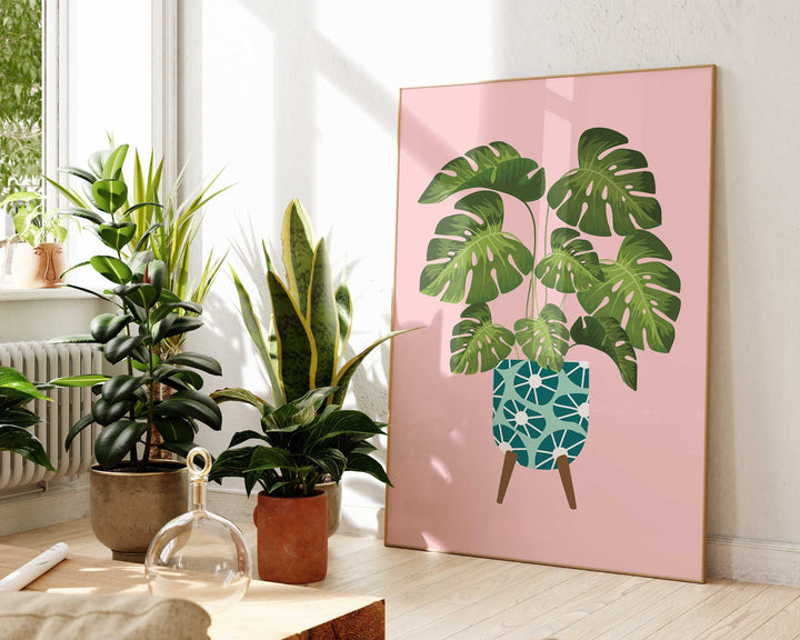 Monstera Plant Print, Monstera Leaf Wall Art, Modern Botanical Plant Art, Plant Lover Print Gift, Plant Lady Gifts, Boho Style Plant Poster