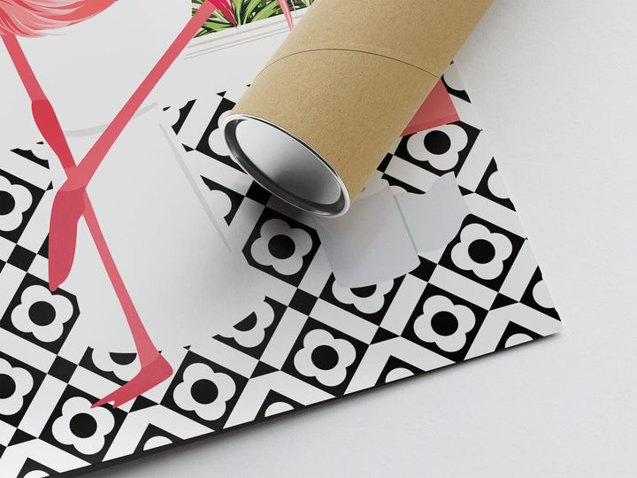 Pink Flamingo on Toilet Bathroom Print, Animal on Toilet Cloakroom Wall Art, Tropical Botanical Fun Bathroom Decor, Maximalist Toilet Art