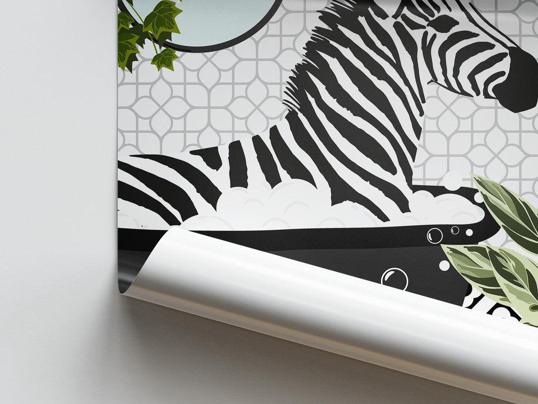 Zebra Black And White Bathroom Wall Art, Funny Animal Bathroom Prints, Toilet Art, Kids Bathroom Decor, Maximalist Wall Art, Bathroom Poster