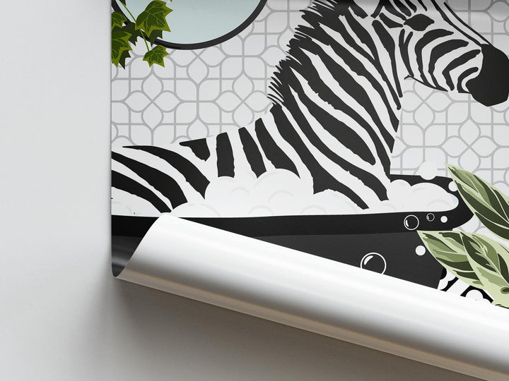Zebra Black And White Bathroom Wall Art, Funny Animal Bathroom Prints, Toilet Art, Kids Bathroom Decor, Maximalist Wall Art, Bathroom Poster