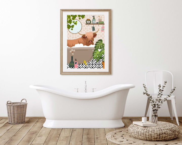 Highland Cow Bathroom Wall Art, Funny Animal Bathroom Prints, Toilet Art Decor, Kids Bathroom Decor, Maximalist Wall Art, Bathroom Poster