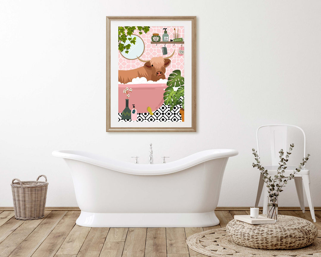 Highland Cow Bathroom Wall Art, Funny Animal Bathroom Prints, Toilet Art Decor, Kids Bathroom Decor, Maximalist Wall Art, Bathroom Poster