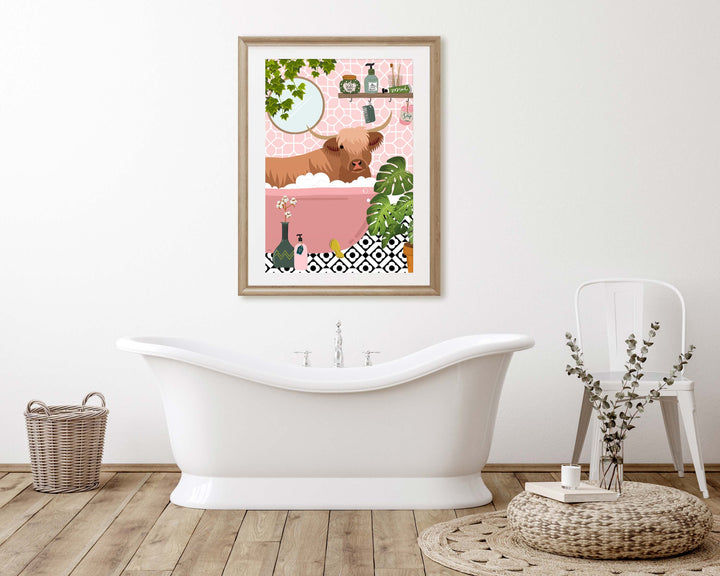 Highland Cow Bathroom Wall Art, Funny Animal Bathroom Prints, Toilet Art Decor, Kids Bathroom Decor, Maximalist Wall Art, Bathroom Poster