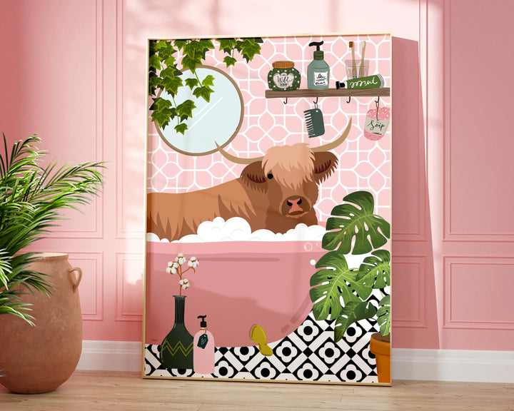Highland Cow Bathroom Wall Art, Funny Animal Bathroom Prints, Toilet Art Decor, Kids Bathroom Decor, Maximalist Wall Art, Bathroom Poster