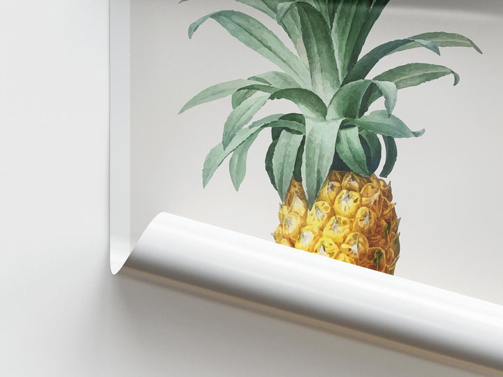 Tropical Fruit Pineapple Print, Colourful Botanical Tropical Leaves Wall Art, Watercolour Fruit Art Poster, Kitchen Living Room Home Decor