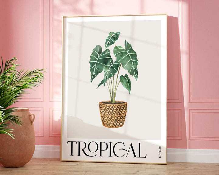 Tropical Alocasia Plant Print, Colourful Tropical Leaves Wall Art, Botanical Rainforest Poster, Wild Nature Foliage Living Room Home Decor