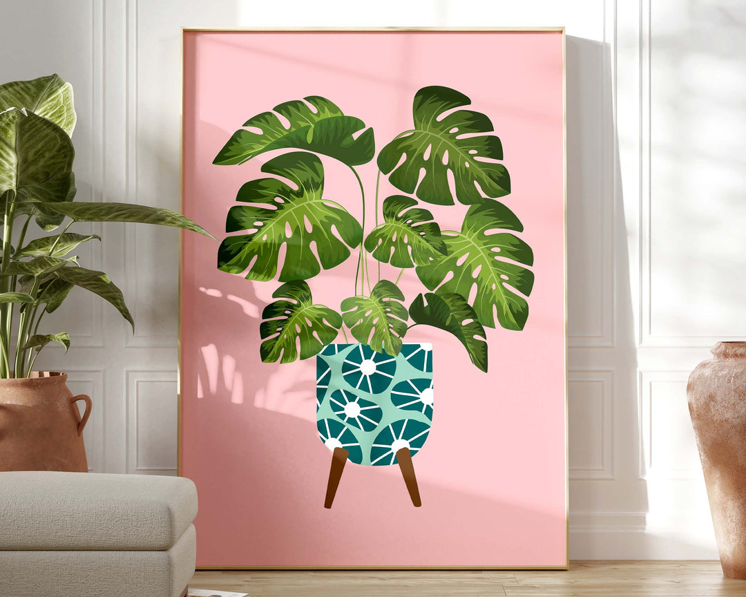 Monstera Plant Print, Monstera Leaf Wall Art, Modern Botanical Plant Art, Plant Lover Print Gift, Plant Lady Gifts, Boho Style Plant Poster