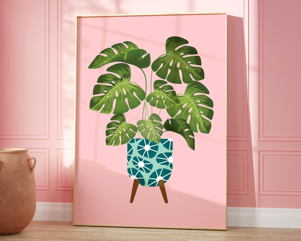 Monstera Plant Print, Monstera Leaf Wall Art, Modern Botanical Plant Art, Plant Lover Print Gift, Plant Lady Gifts, Boho Style Plant Poster