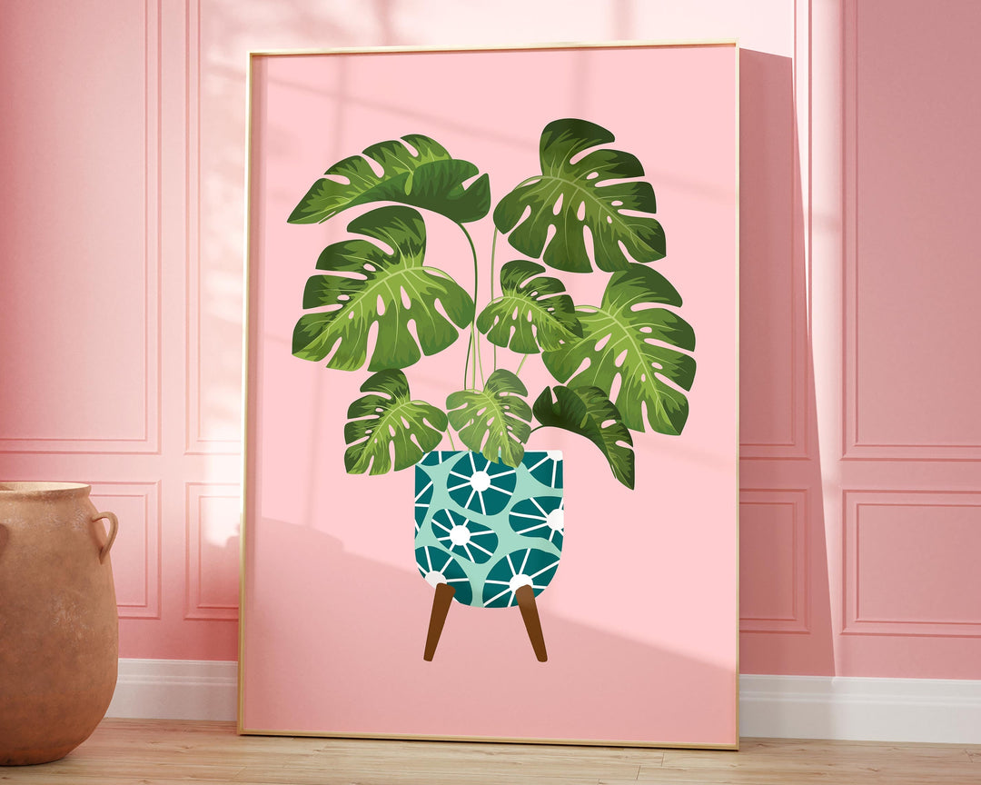 Monstera Plant Print, Monstera Leaf Wall Art, Modern Botanical Plant Art, Plant Lover Print Gift, Plant Lady Gifts, Boho Style Plant Poster