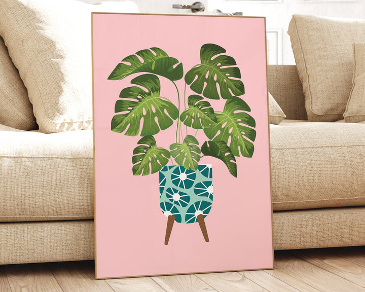 Monstera Plant Print, Monstera Leaf Wall Art, Modern Botanical Plant Art, Plant Lover Print Gift, Plant Lady Gifts, Boho Style Plant Poster