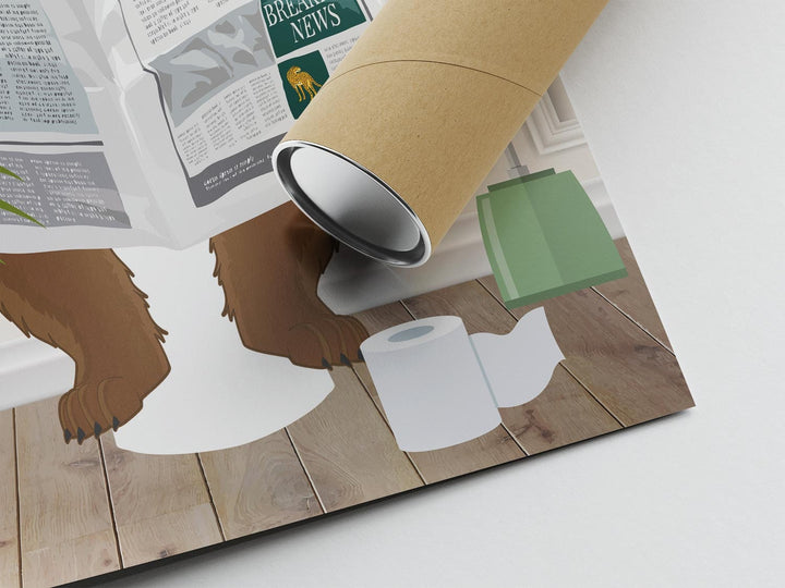 Bear on Toilet Bathroom Wall Art, Animal on Toilet Tropical Bathroom Print, Botanical Bathroom Wall Decor, Colourful Jungle Bathroom Prints
