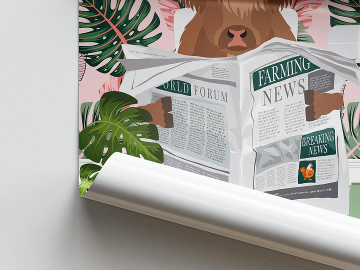 Scottish Highland Cow On Toilet Bathroom Prints, Animal On Toilet Funny Bathroom Art For Kids, Cloakroom Bathroom Wall Art, Playroom Decor