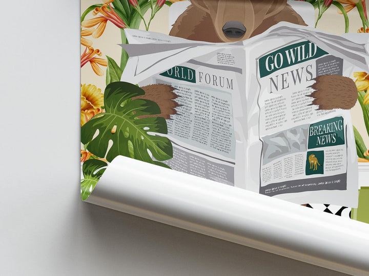 Bear Bathroom Wall Art, Funny Animal Bathroom Prints, Toilet Art Decor, Kids Bathroom Decor, Maximalist Wall Art, Tropical Bathroom Poster