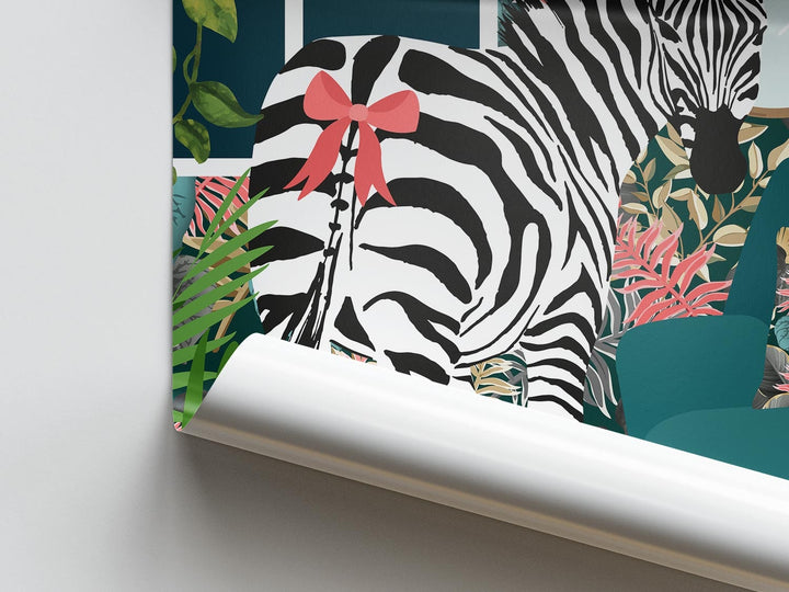 Zebra Bathroom Wall Art, Funny Animal Bathroom Prints, Toilet Art Decor, Kids Bathroom Decor, Maximalist Wall Art, Tropical Bathroom Poster
