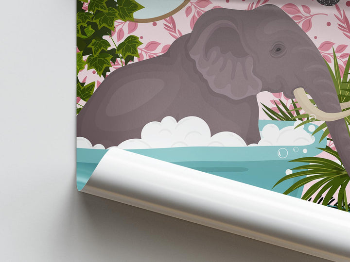 Elephant Bathroom Wall Art, Funny Animal Bathroom Prints, Toilet Art Decor, Kids Bathroom Decor, Maximalist Wall Art, Fun Bathroom Poster