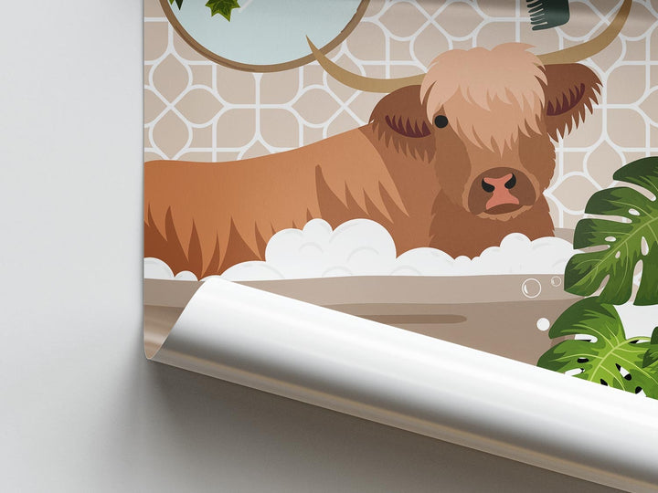 Highland Cow Bathroom Wall Art, Funny Animal Bathroom Prints, Toilet Art Decor, Kids Bathroom Decor, Maximalist Wall Art, Bathroom Poster