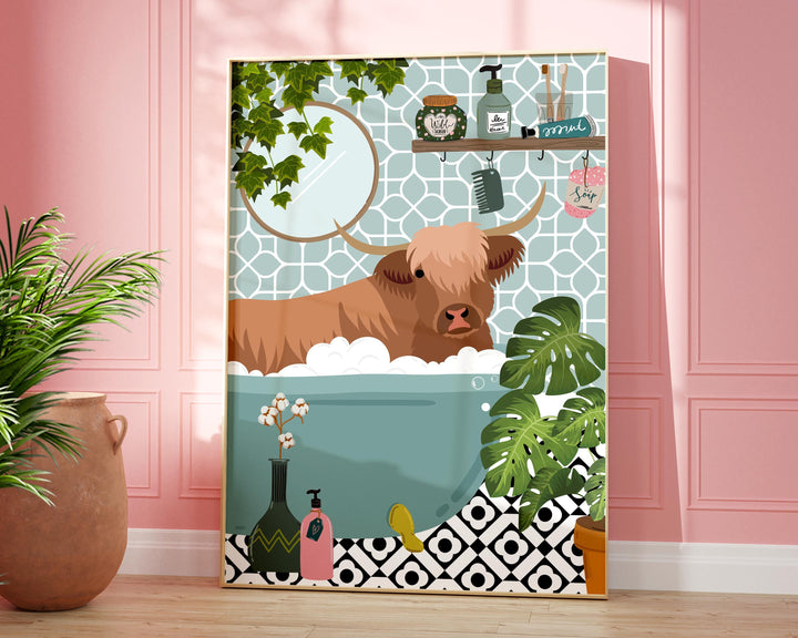 Highland Cow Bathroom Wall Art, Funny Animal Bathroom Prints, Toilet Art Decor, Kids Bathroom Decor, Maximalist Wall Art, Bathroom Poster