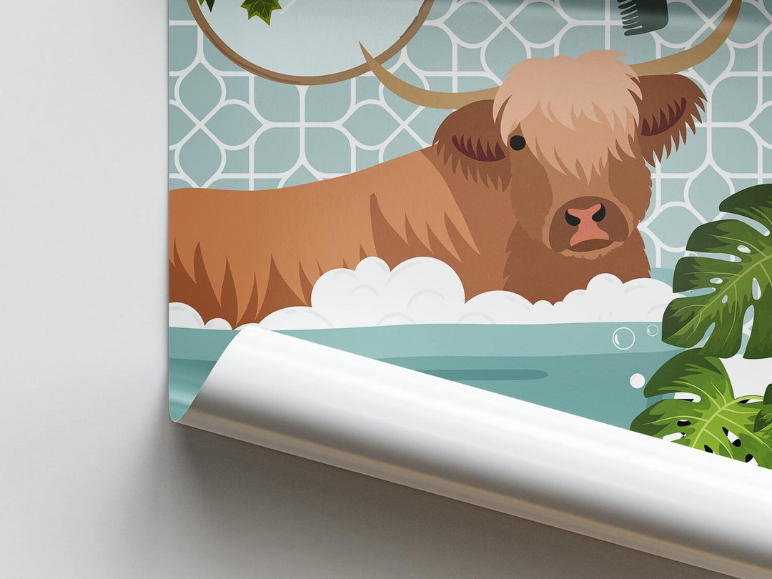 Highland Cow Bathroom Wall Art, Funny Animal Bathroom Prints, Toilet Art Decor, Kids Bathroom Decor, Maximalist Wall Art, Bathroom Poster