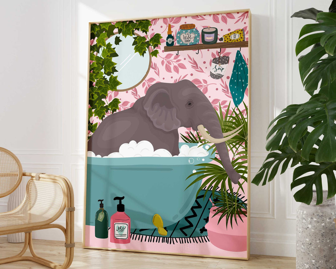 Elephant Bathroom Wall Art, Funny Animal Bathroom Prints, Toilet Art Decor, Kids Bathroom Decor, Maximalist Wall Art, Fun Bathroom Poster
