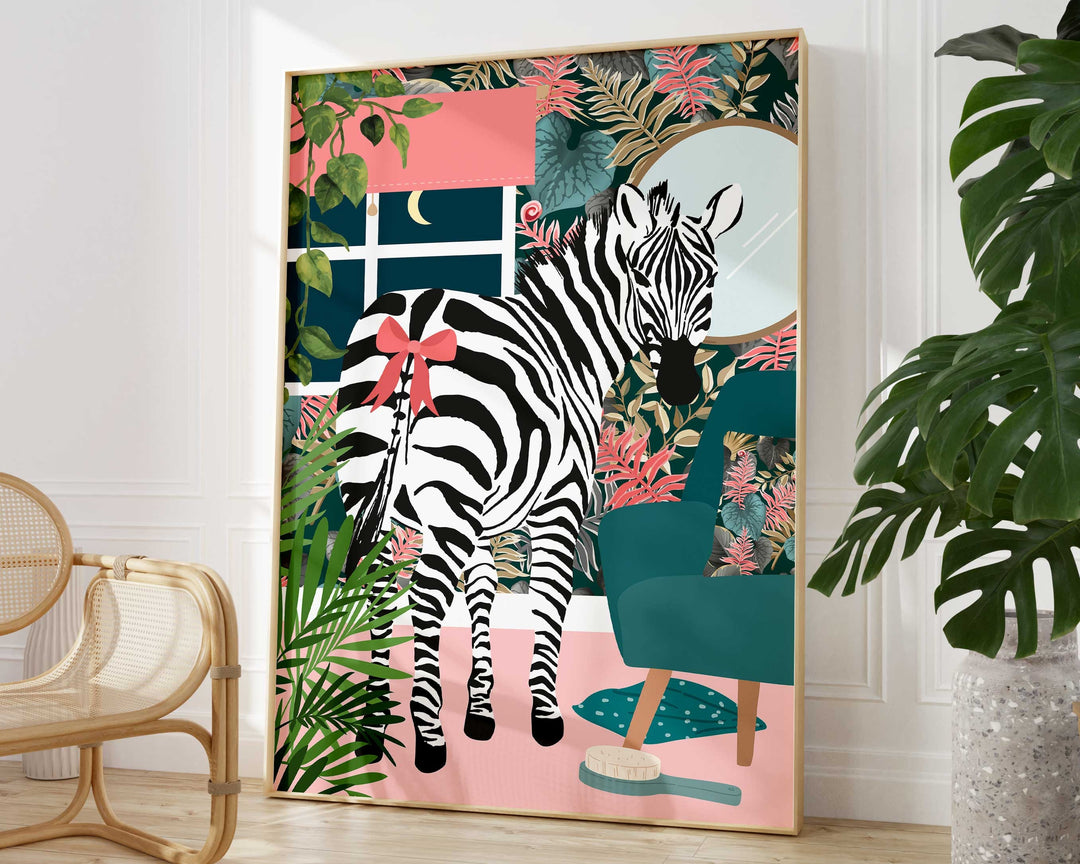 Zebra Bathroom Wall Art, Funny Animal Bathroom Prints, Toilet Art Decor, Kids Bathroom Decor, Maximalist Wall Art, Tropical Bathroom Poster