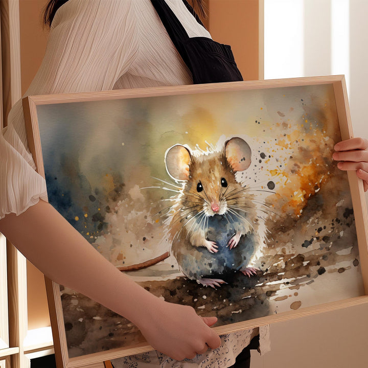 Mouse Watercolour Painting, Animal Print, Cottagecore Farmhouse Gallery Wall Art, Original Art Mouse Poster, Nature Home Decor Gift For Her