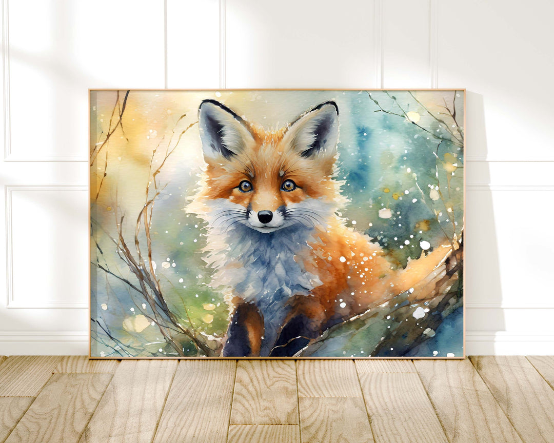 Fox Watercolour Painting, Animal Print, Cottagecore Farmhouse Gallery Wall Art, Original Art Fox Poster, Nature Home Decor Gift For Her