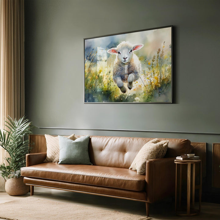 Lamb Watercolour Painting, Wildlife Animal Print, Cottagecore Farmhouse Decor, Original Living Room Wall Art, Nature Home Decor Gift For Her